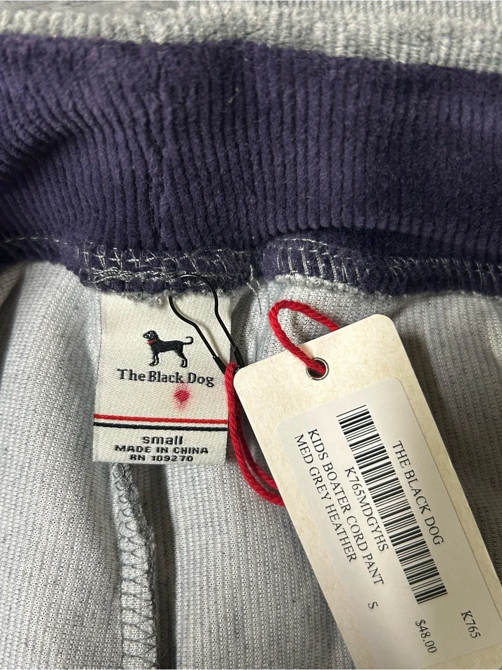 The Black Dog Kids Boater Cord Pants Gray Size Small NWT